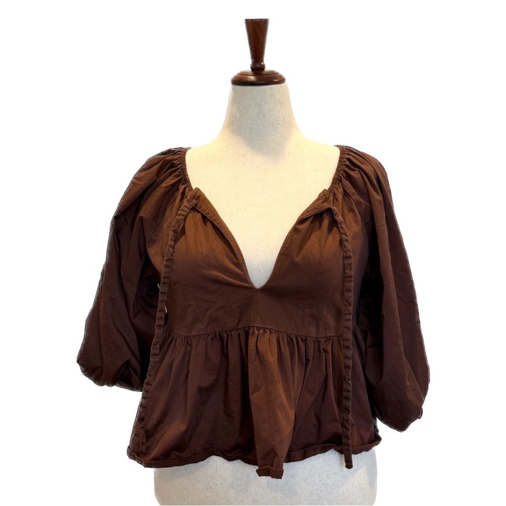 Cynthia Rowley Babydoll Puff Sleeve Blouse